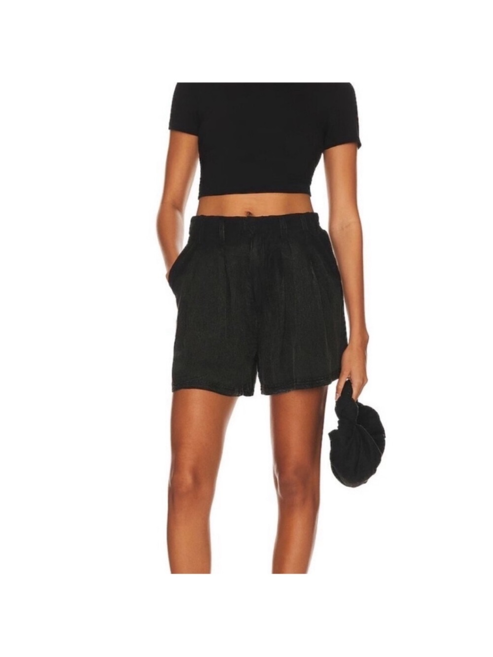 Free People Black Linen Shorts - Size 6